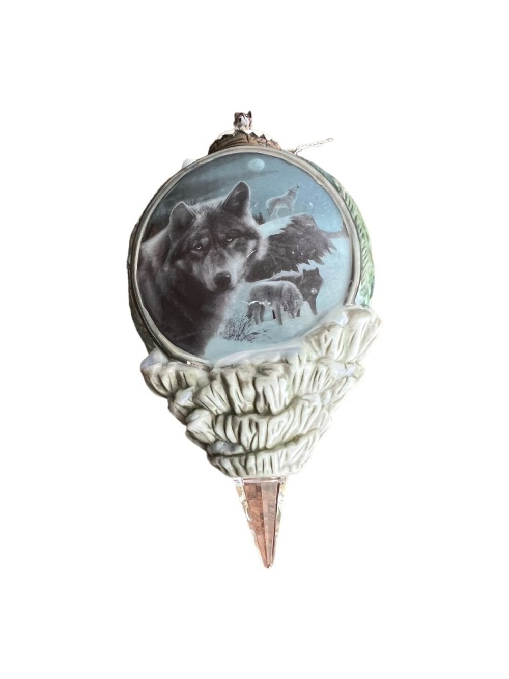 Bradford Edition Call Of The Wilderness Wolf Ornament Kevin Daniel 2000 Porcelai